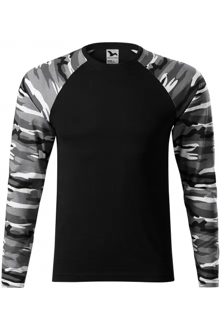 Camouflage T-shirt met lange mouwen - camouflage grijs, M