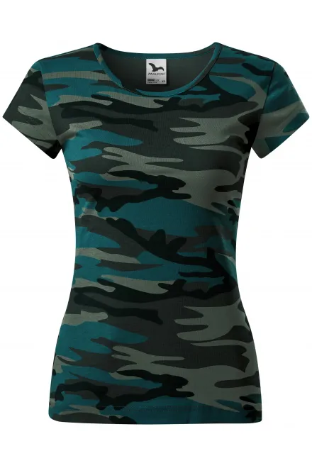 Camouflage T-shirt voor dames - camouflageblauw, XS