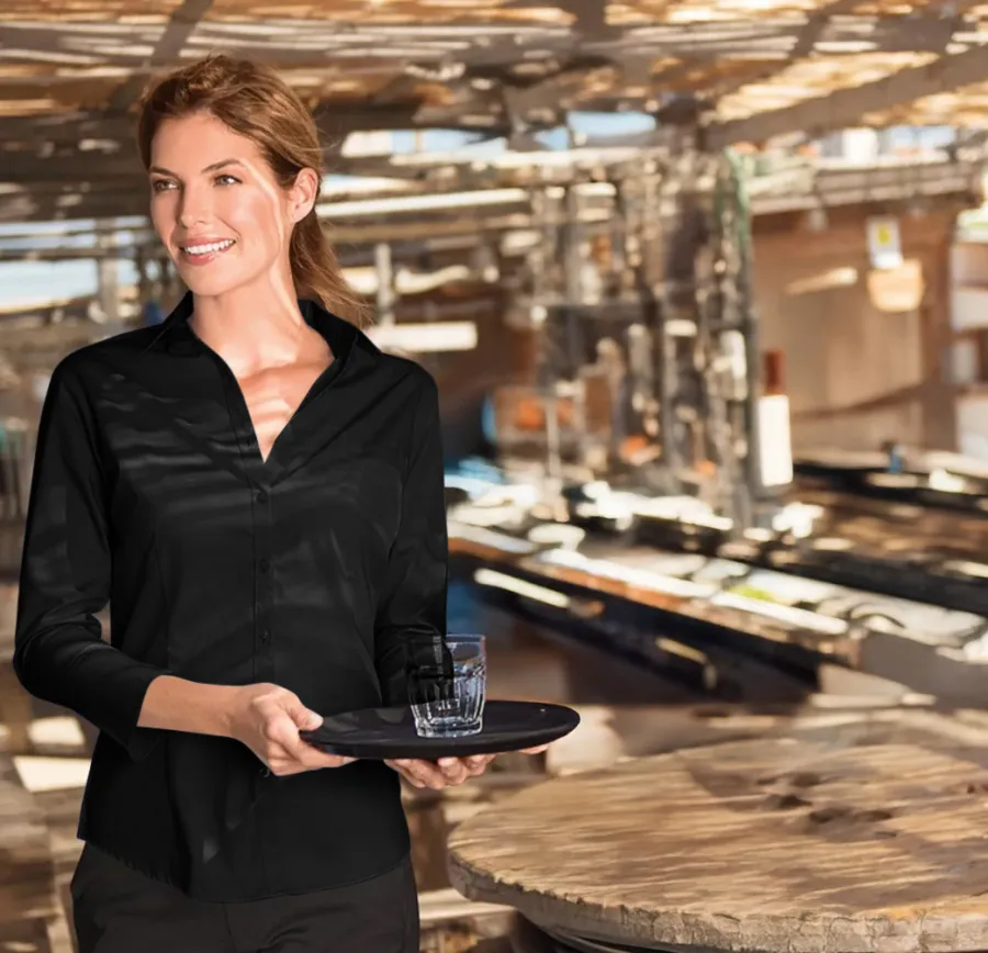 Damesblouse met lange mouwen, zwart Damesblouse met lange mouwen, zwart