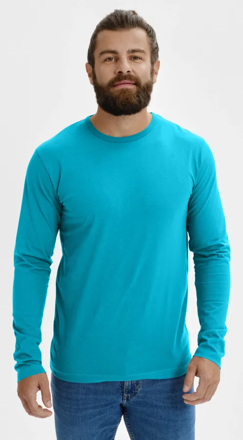 Heren T-shirt met lange mouwen, turkoois Heren T-shirt met lange mouwen, turkoois