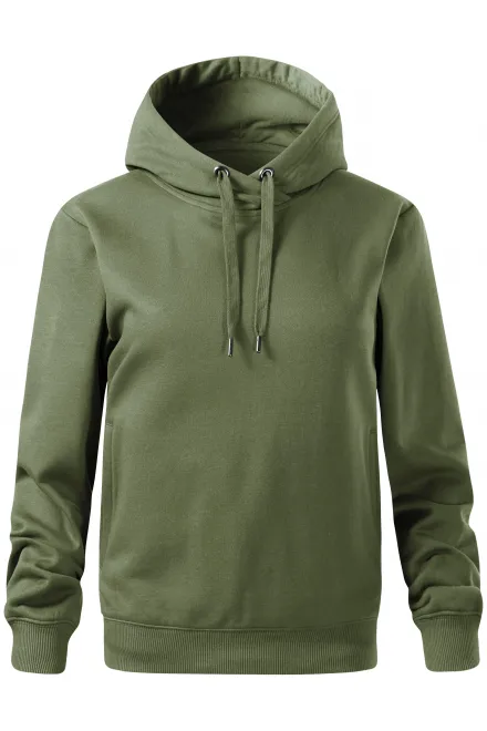 Comfortabel damessweatshirt met capuchon - khaki, XS