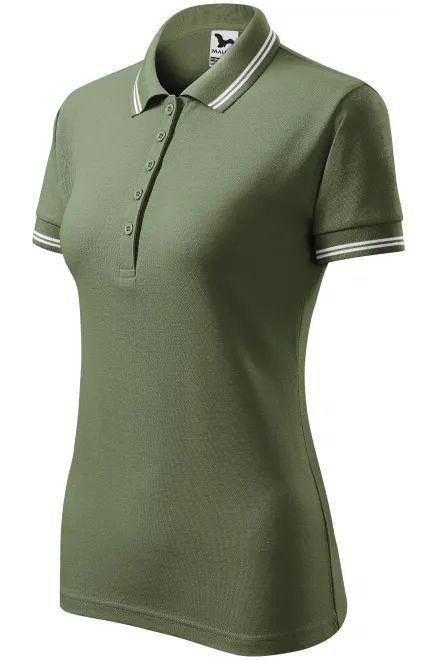 Contrasterend poloshirt voor dames, khaki