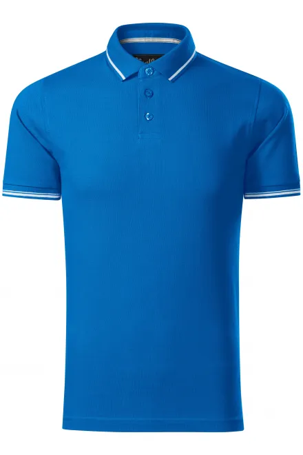 Contrasterend poloshirt voor heren - oceaanblauw, S
