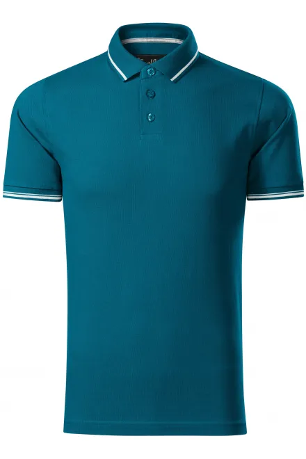 Contrasterend poloshirt voor heren - petrol blue, S