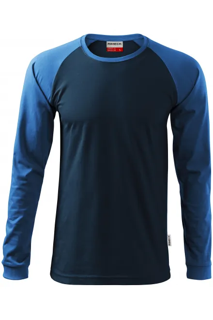 Contrasterend T-shirt voor heren met lange mouwen - donkerblauw, 2XL