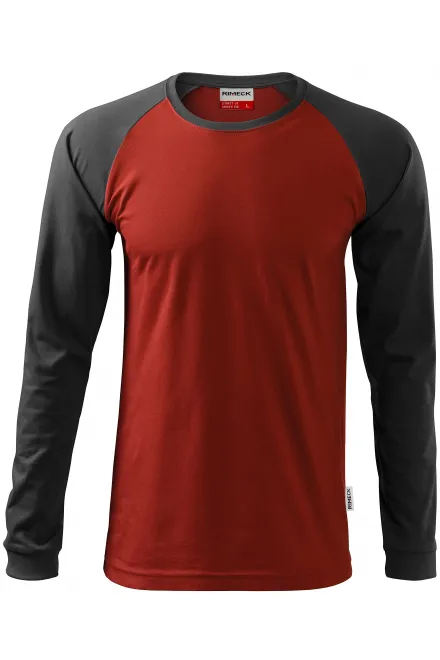 Contrasterend T-shirt voor heren met lange mouwen - marlboro rood, 2XL
