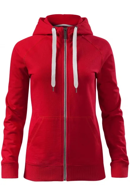 Dames contrasterend sweatshirt met capuchon - formula red, XL
