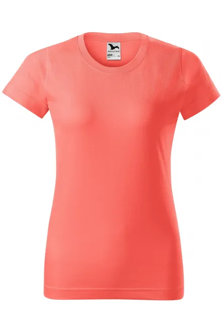 Dames eenvoudig T-shirt - koraal, XS
