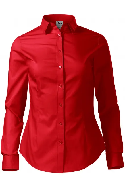 Dames katoenen blouse met lange mouwen - rood, 2XL