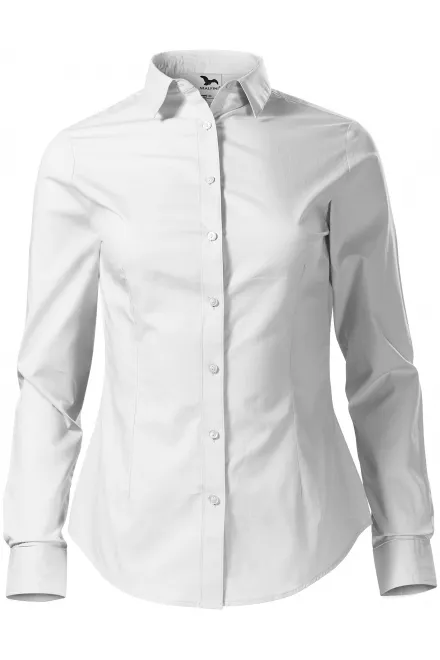 Dames katoenen blouse met lange mouwen - witte, 2XL