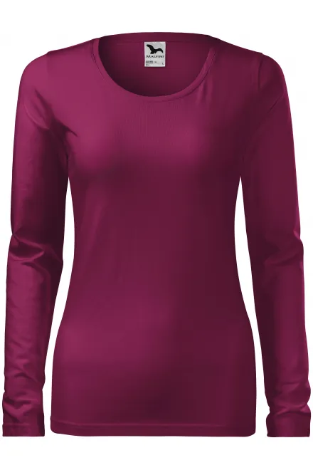 Dames nauwsluitend T-shirt met lange mouwen - fuchsia, XS