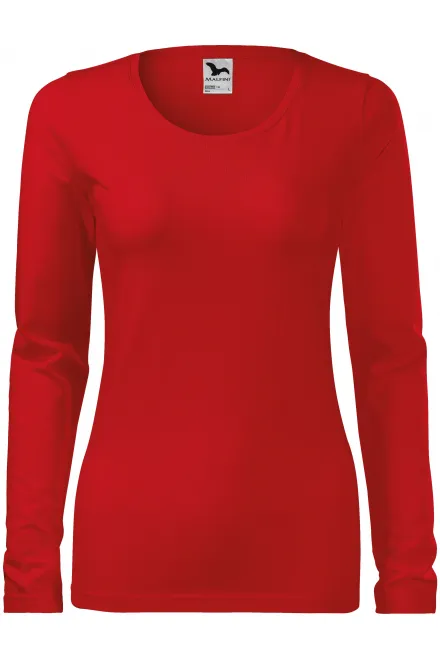 Dames nauwsluitend T-shirt met lange mouwen - rood, XS