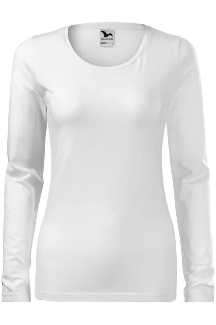 Dames nauwsluitend T-shirt met lange mouwen - witte, XS