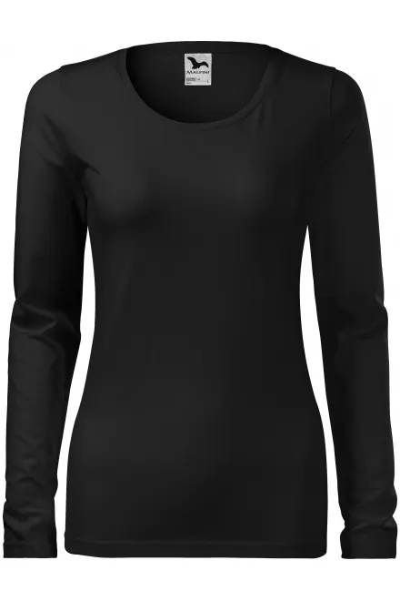 Dames nauwsluitend T-shirt met lange mouwen - zwart, XS