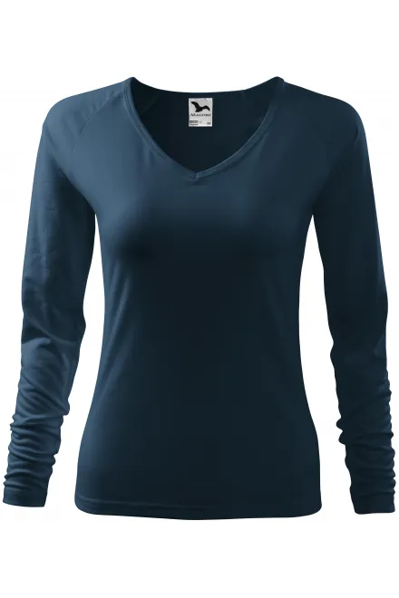 Dames nauwsluitend T-shirt, V-halslijn - donkerblauw, M