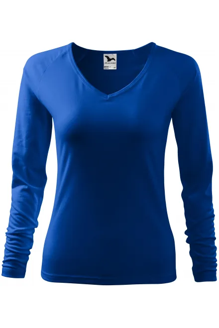 Dames nauwsluitend T-shirt, V-halslijn - koningsblauw, M