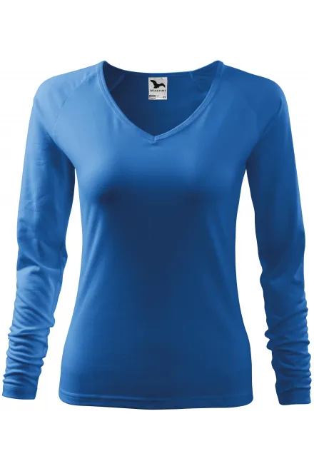 Dames nauwsluitend T-shirt, V-halslijn - lichtblauw, M