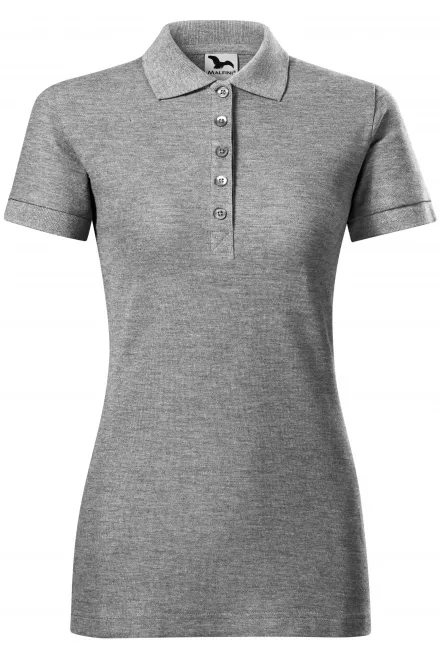 Dames poloshirt - donkergrijs marmer, L