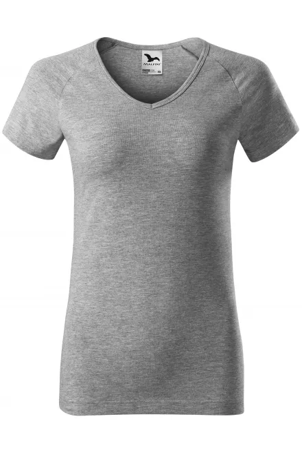 Dames slim fit T-shirt met raglanmouwen - donkergrijs marmer, L