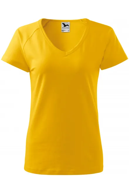Dames slim fit T-shirt met raglanmouwen - geel, L