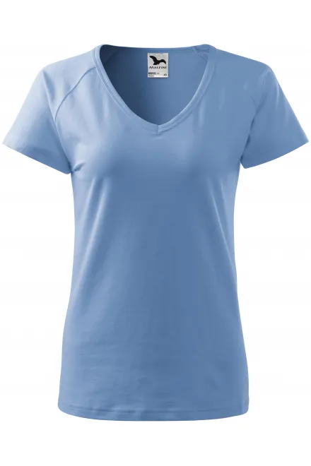 Dames slim fit T-shirt met raglanmouwen - hemelsblauw, L
