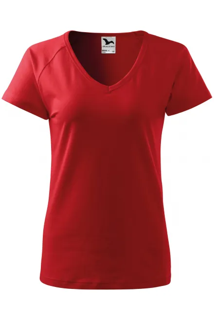 Dames slim fit T-shirt met raglanmouwen - rood, L