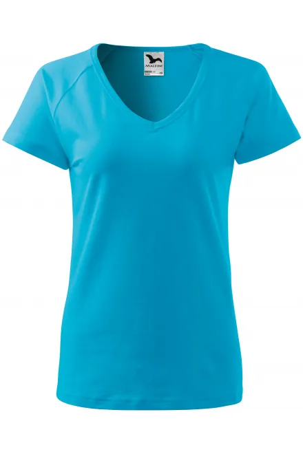 Dames slim fit T-shirt met raglanmouwen - turkoois, L