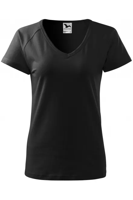 Dames slim fit T-shirt met raglanmouwen - zwart, L
