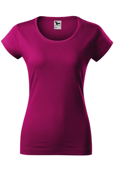 Dames slim fit T-shirt met ronde halslijn - fuchsia red, XS