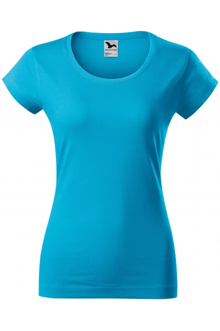Dames slim fit T-shirt met ronde halslijn - turkoois, XS