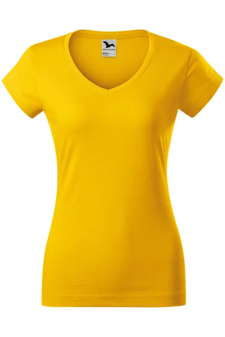 Dames slim fit T-shirt met V-halslijn - geel, XS