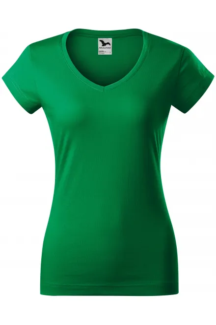 Dames slim fit T-shirt met V-halslijn - gras groen, XS