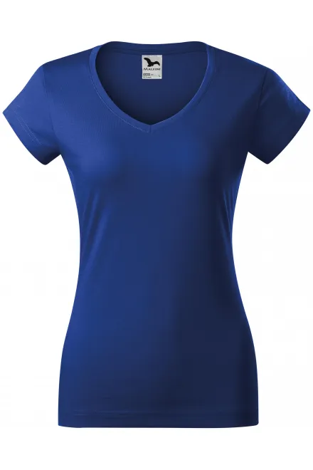 Dames slim fit T-shirt met V-halslijn - koningsblauw, XS