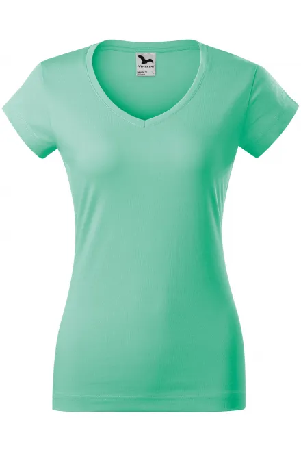 Dames slim fit T-shirt met V-halslijn - munt, XS