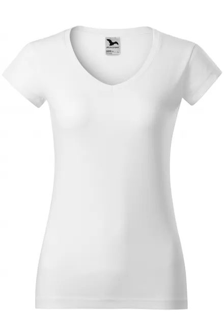 Dames slim fit T-shirt met V-halslijn - witte, XS