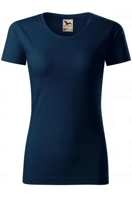 Dames T-shirt, gestructureerd biologisch katoen - donkerblauw, M