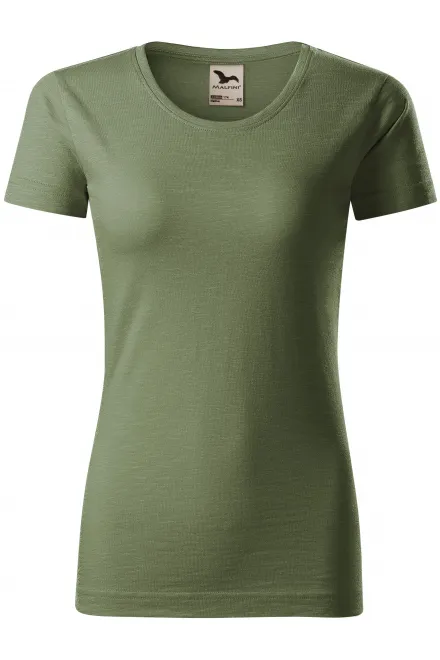 Dames T-shirt, gestructureerd biologisch katoen - khaki, M