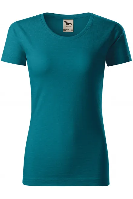 Dames T-shirt, gestructureerd biologisch katoen - petrol blue, M