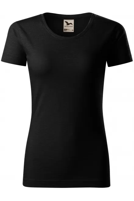Dames T-shirt, gestructureerd biologisch katoen - zwart, M
