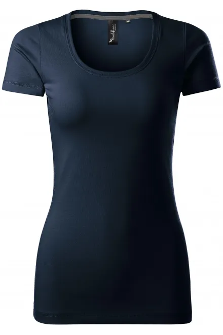 Dames T-shirt met decoratieve stiksels - ombre blauw, XS