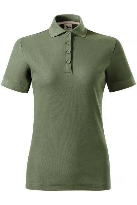 Damespoloshirt van biologisch katoen - khaki, 2XL
