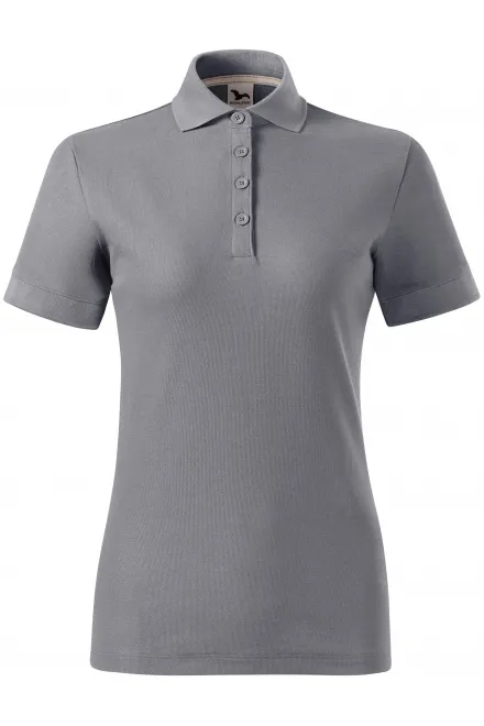Damespoloshirt van biologisch katoen - licht zilver, 2XL
