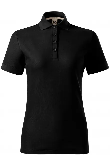 Damespoloshirt van biologisch katoen - zwart, 2XL
