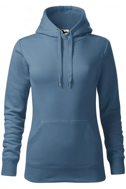 Damessweatshirt met capuchon zonder rits - denim, XS