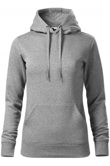 Damessweatshirt met capuchon zonder rits - donkergrijs marmer, XS