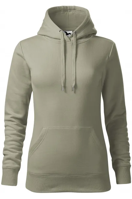 Damessweatshirt met capuchon zonder rits - helder kaki, XS