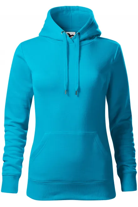 Damessweatshirt met capuchon zonder rits - turkoois, XS