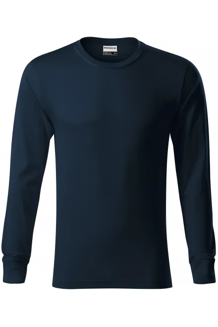 Duurzaam heren-T-shirt met lange mouwen - donkerblauw, M