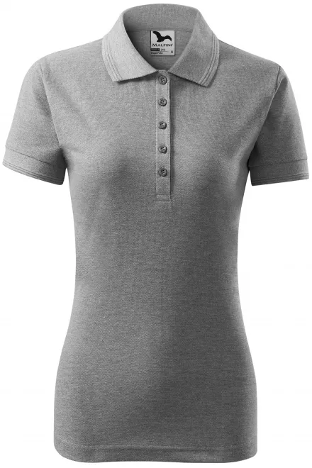 Elegant dames poloshirt - donkergrijs marmer, S