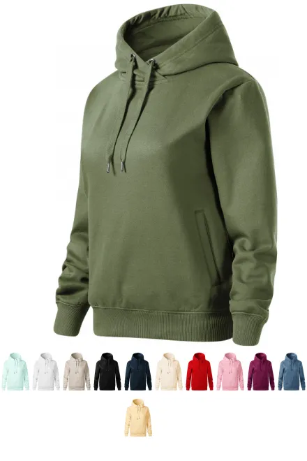 Comfortabel damessweatshirt met capuchon, khaki
